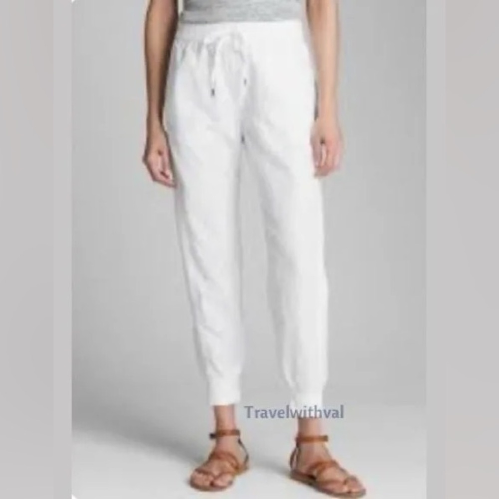 GAP White Linen Drawstring Jogger Pants